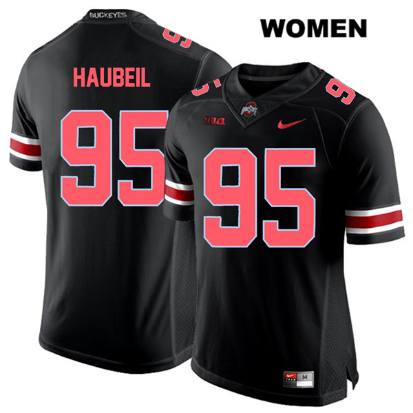 Ohio State Buckeyes Women's Blake Haubeil #95 Red Number Black Authentic Nike College NCAA Stitched Football Jersey BA19Z84PD
